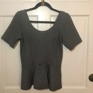 Eyelash Couture Black & White Strip Babydoll Top